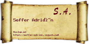 Seffer Adrián névjegykártya