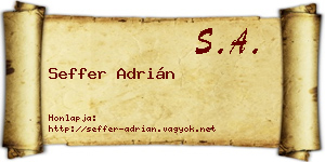 Seffer Adrián névjegykártya